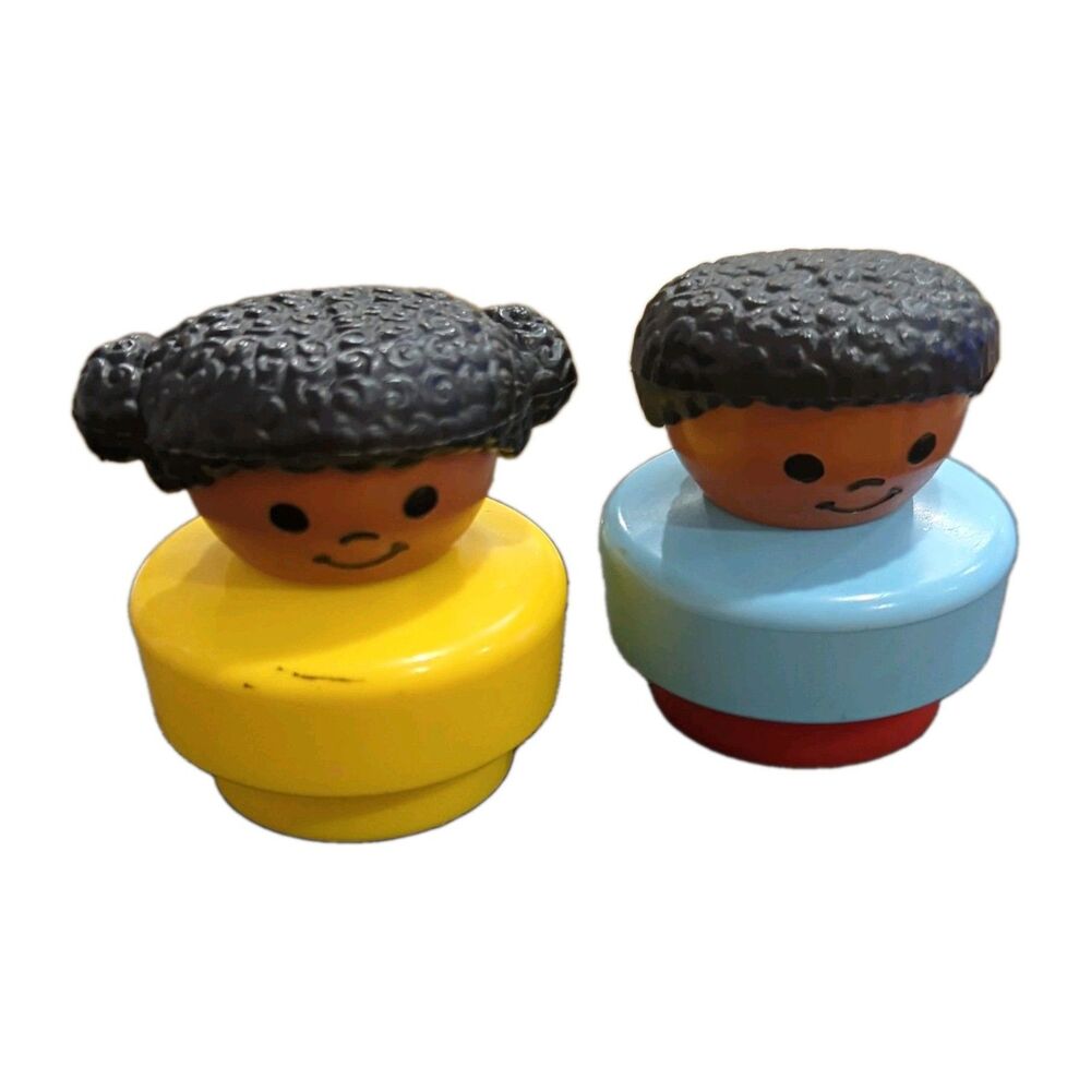 Fisher-Price Little People Vintage Boy Peg Figures Lot of 2 Yellow Blue